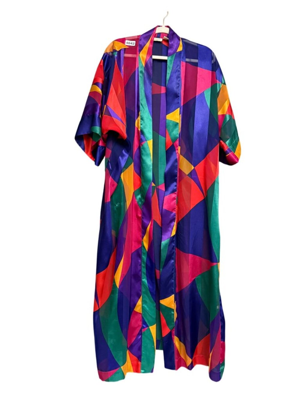 Victoria's Secret Women's Kimono Robe S Satin Maxi Multicolor Gold Label Vintage